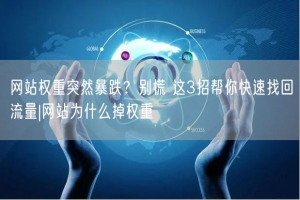 网站权重突然暴跌？别慌 这3招帮你快速找回流量|网站为什么掉权重